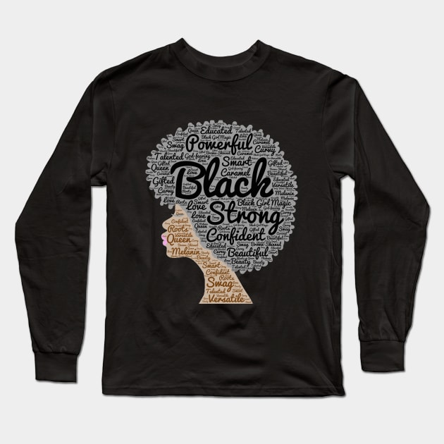 Natural Hair Afro Art for African Americans Long Sleeve T-Shirt by blackartmattersshop